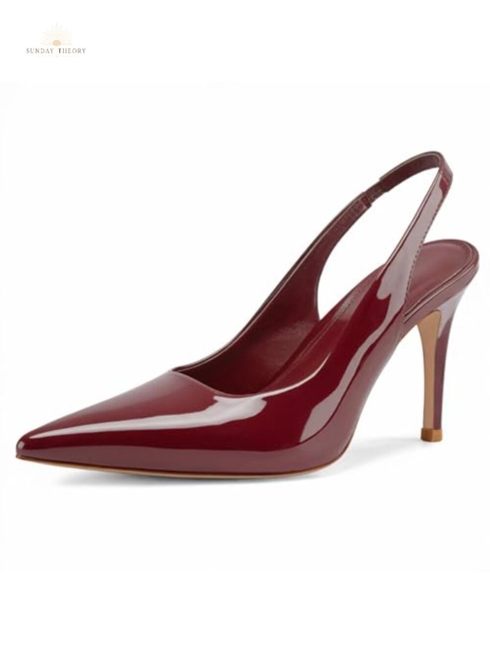 Slingback Heels Pointed Toe Stiletto Pumps Faux Leather Formal